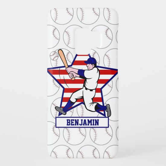 Personalized Baseball batter 2 Star and stripes Case-Mate Samsung Galaxy S9 Case