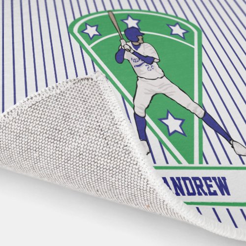 Personalized Baseball Batter Star Blue Rug