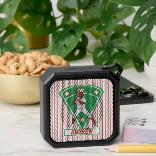 Personalized Baseball Batter Star Red Bluetooth Speaker