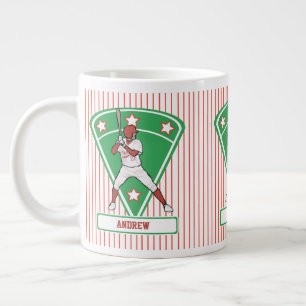 Personalized Baseball Batter Star Red Giant Coffee Mug