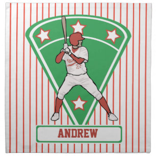 Personalized Baseball Batter Star Red Napkin