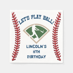 Personalized Baseball Birthday Dessert Napkins