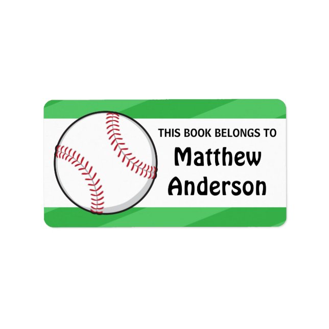 Personalized baseball bookplates for kids (Front)