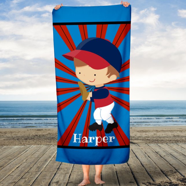 Personalized baseball Catcher Boys Kids Bath Towel (Creator Uploaded)