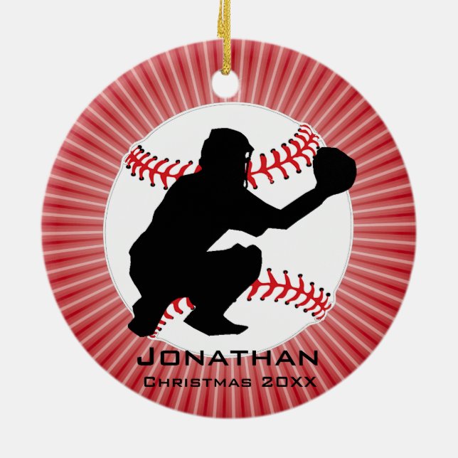 Personalized Baseball (Catcher) Ornament (Back)