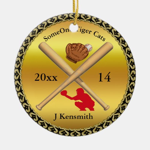 Personalized Baseball Champions League design rd Ceramic Ornament