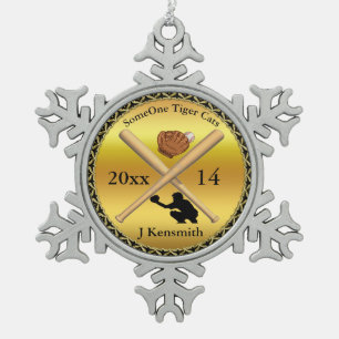 Personalized Baseball Champions League design Snowflake Pewter Christmas Ornament