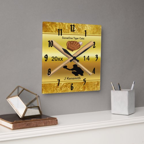 Personalized Baseball Champions League design Square Wall Clock