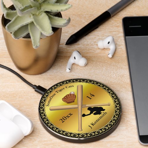 Personalized Baseball Champions League design  Wireless Charger