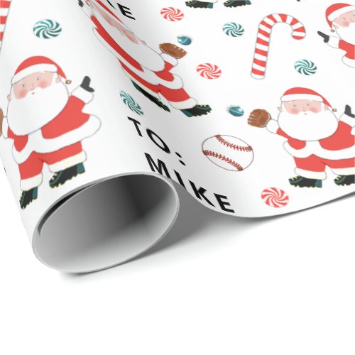 Personalized Baseball Christmas Gift Wrapping Paper