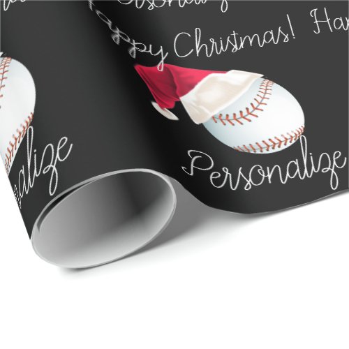 Personalized Baseball Christmas Santa Holiday Wrap Wrapping Paper