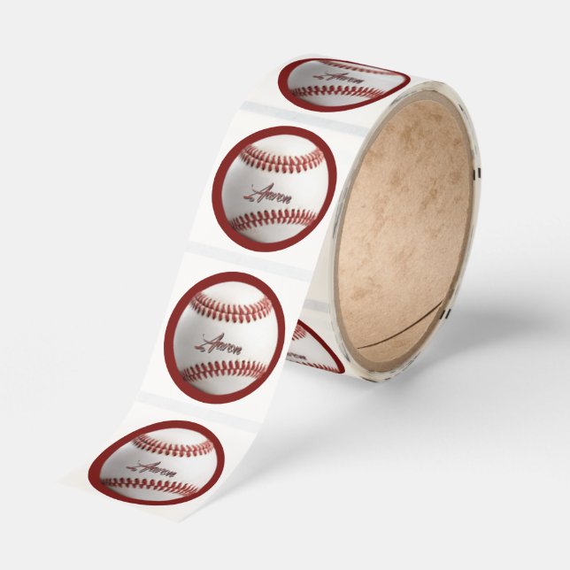  Personalized Baseball Classic Round Sticker (Roll)