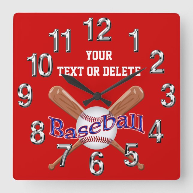 PERSONALIZED Baseball Clocks Change Colors, Text (Front)