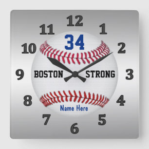 Personalized Baseball Clocks, Jersey NUMBER & NAME Square Wall Clock