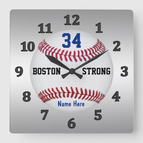 Personalized Baseball Clocks Jersey NUMBER  NAME Square Wall Clock