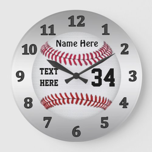 Personalized Baseball Clocks with NAME and NUMBER