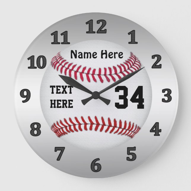 Personalized Baseball Clocks with NAME and NUMBER (Front)
