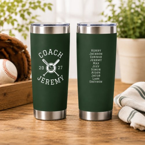 Personalized Baseball Coach Custom Appreciation Insulated Tumbler