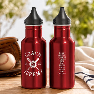 Personalized Baseball Coach Custom Appreciation Stainless Steel Water Bottle