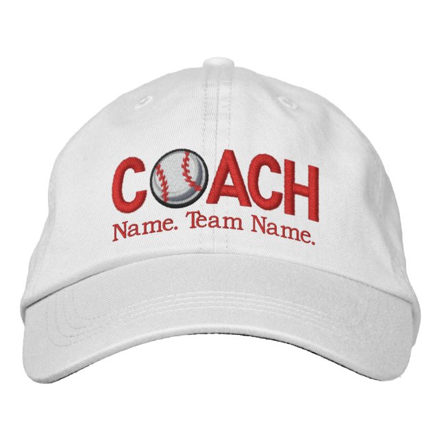 Personalized Baseball Coach Embroidered Baseball Hat (Front)