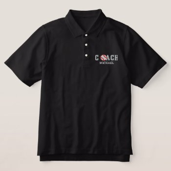 Personalized Baseball Coach Embroidered Polo Shirt by AV_Designs at Zazzle