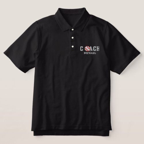 Personalized Baseball Coach Embroidered Polo Shirt