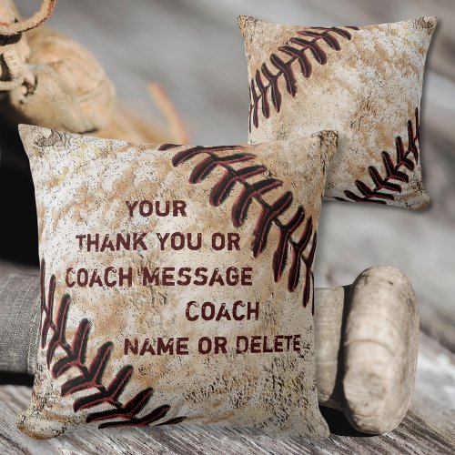 Personalized Baseball Coach Gifts Baseball Throw Pillow