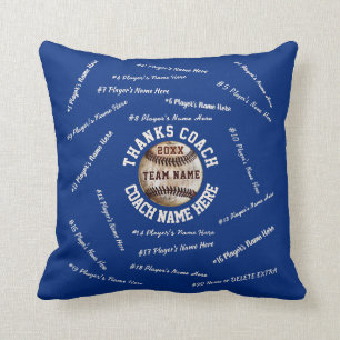 Personalized Baseball Coach Gifts, Player's Names Throw Pillow