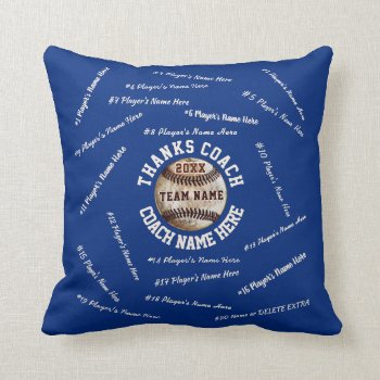 Personalized Baseball Coach Gifts  Player's Names Throw Pillow by YourSportsGifts at Zazzle