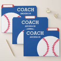 Personalized Baseball Coach Red White Blue File Folder
