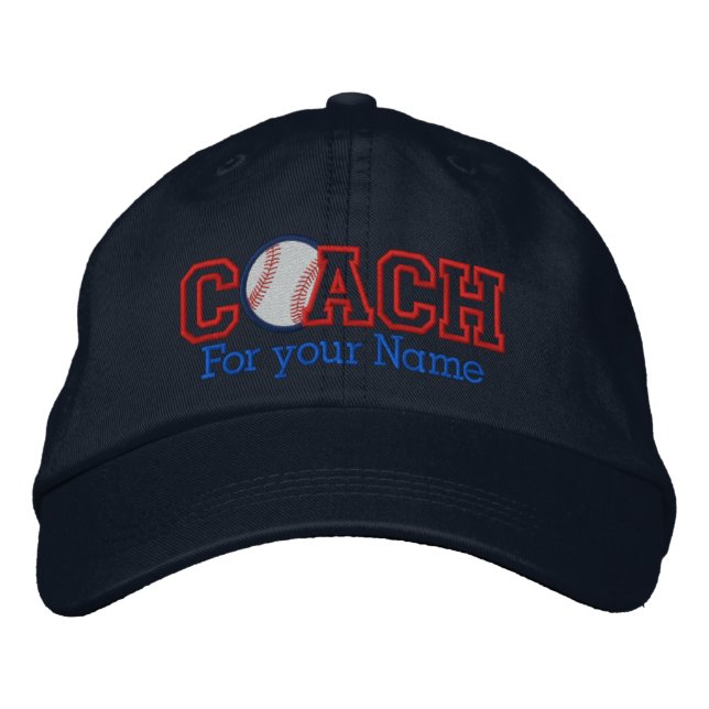Personalized Baseball Coach with your name Embroidered Baseball Cap (Front)
