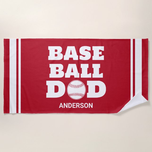 Personalized Baseball Dad Father's Day Beach Towel (Front)