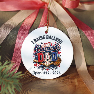 Personalized Baseball Dad Player Name Team Gift Ceramic Ornament