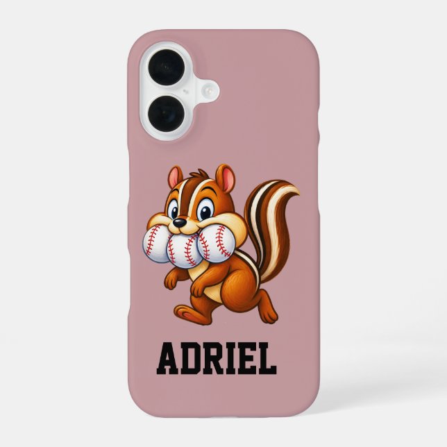 Personalized baseball design featuring a chipmunk iphone case (Back)
