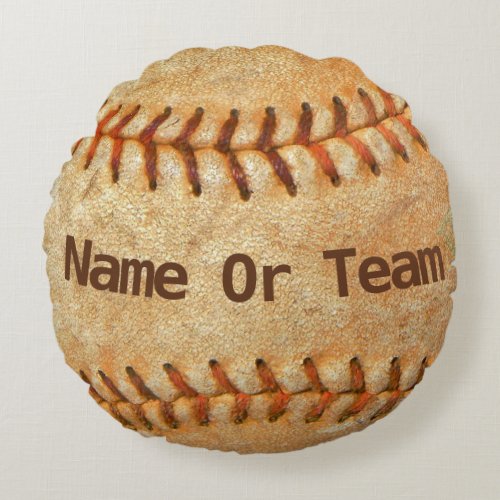Personalized Baseball DIY name team number Round Pillow