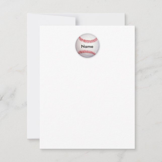 Personalized Baseball Flat Note Card (Front)