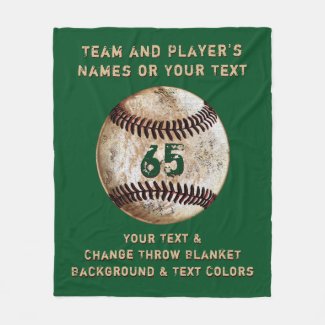 Personalized Baseball Fleece Blanket, Customizable