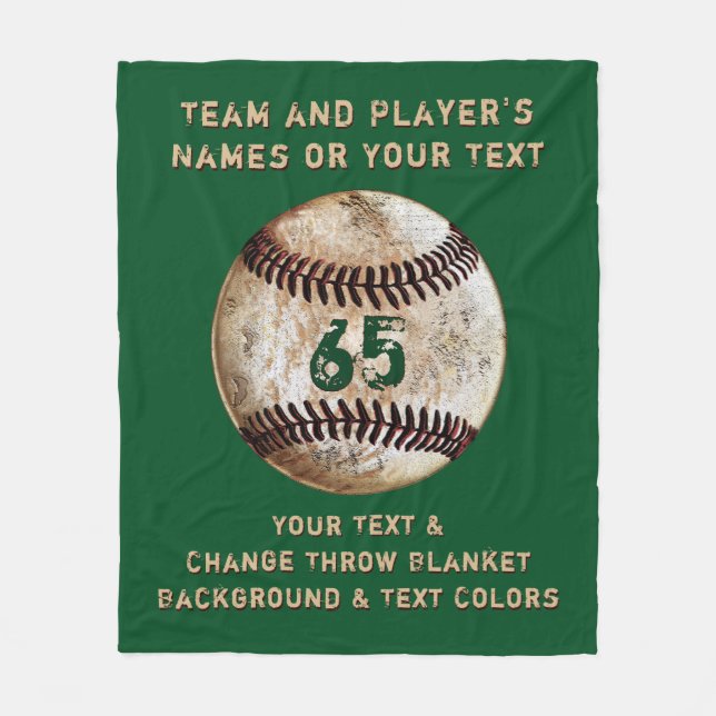 Personalized Baseball Fleece Blanket, Customizable (Front)