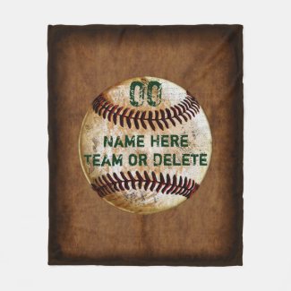 Personalized Baseball Fleece Blanket, Your Text