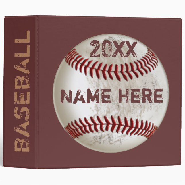 Personalized Baseball Gifts for Kids 3 Ring Binder (Front/Spine)