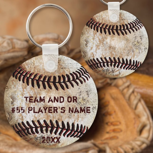 PERSONALIZED Baseball Gifts for Players, Seniors Keychain (Cool Vintage look, Personalized Baseball Team Gifts. Nice, Gifts for Baseball Lovers and Coaches.)