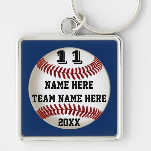 Personalized BASEBALL Gifts for Players Team Color Keychain
