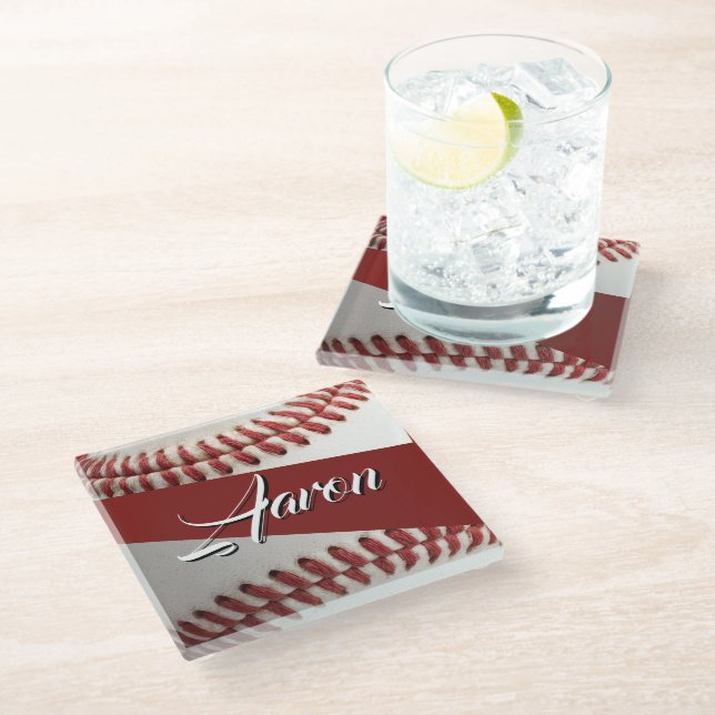  Personalized Baseball Glass Coaster (Angled)