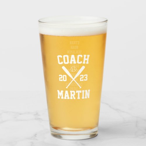 Personalized Baseball Glass Gift for Coach