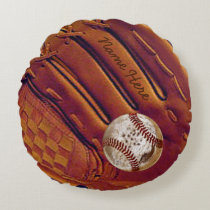 Personalized Baseball Glove Pillow, Dirty Baseball Round Pillow