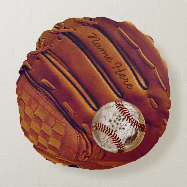 Personalized Baseball Glove Pillow, Dirty Baseball Round Pillow Zazzle