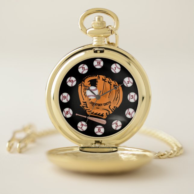 Personalized baseball gold pocket watch (Inside)