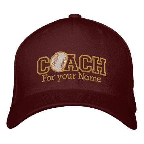 Personalized Baseball Golden Coach with your name Embroidered Baseball Hat