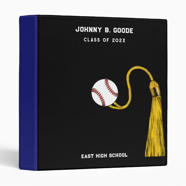 Personalized Baseball Grad Scrapbook 3 Ring Binder (Front/Spine)