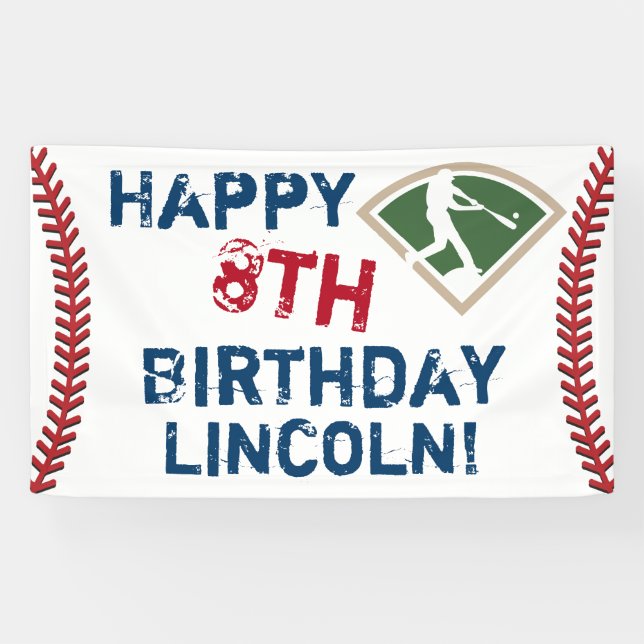 Personalized Baseball Happy Birthday Banner (Horizontal)
